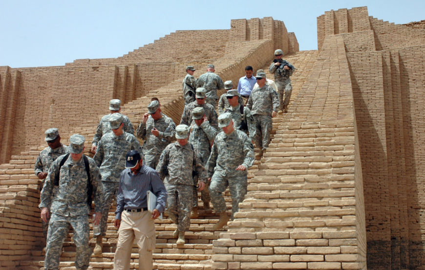 U.S. soldiers descend the ziggurat of Ur, 2009, Tell el-Mukayyar, Iraq (photo: United States Forces Iraq, CC BY-NC-ND 2.0)