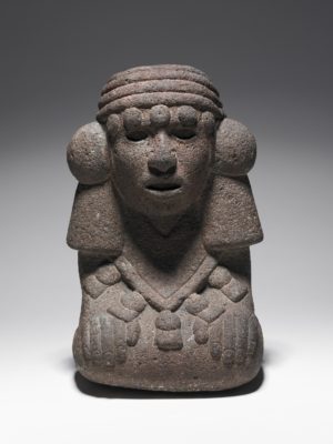 Kneeling Figure of Chalchiuhtlicue, c. 1325–1521 C.E., Mexica (Aztec), 30 x 18 cm, granite, Mexico (© Trustees of the British Museum)
