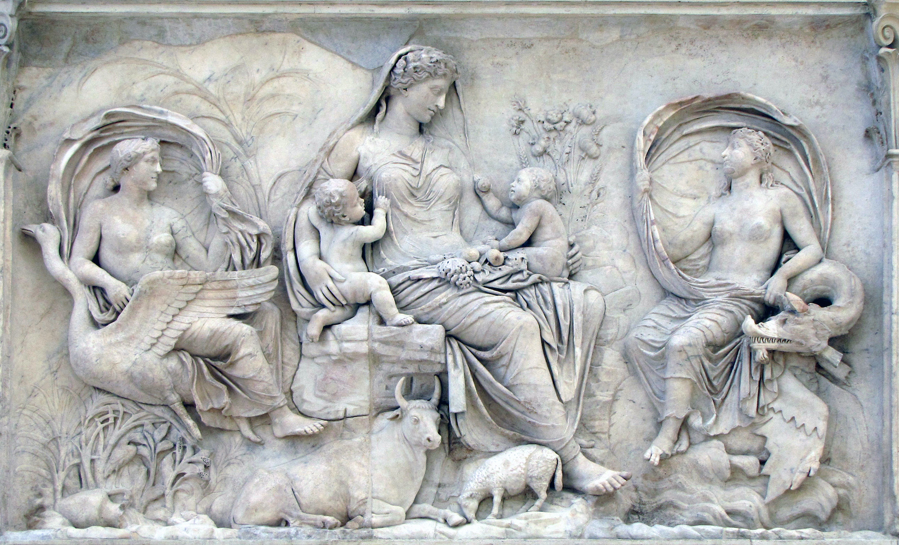 Relief from the Ara Pacis Augustae (Altar of Augustan Peace), 9 B.C.E. monument is dedicated, marble (Museo dell'Ara Pacis, Rome; photo: Steven Zucker, CC BY-NC-SA 2.0)