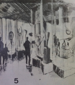 Illustration of “Awakening of the People” exhibit, Indians of Canada Pavilion. 1967 (Library and Archives Canada)