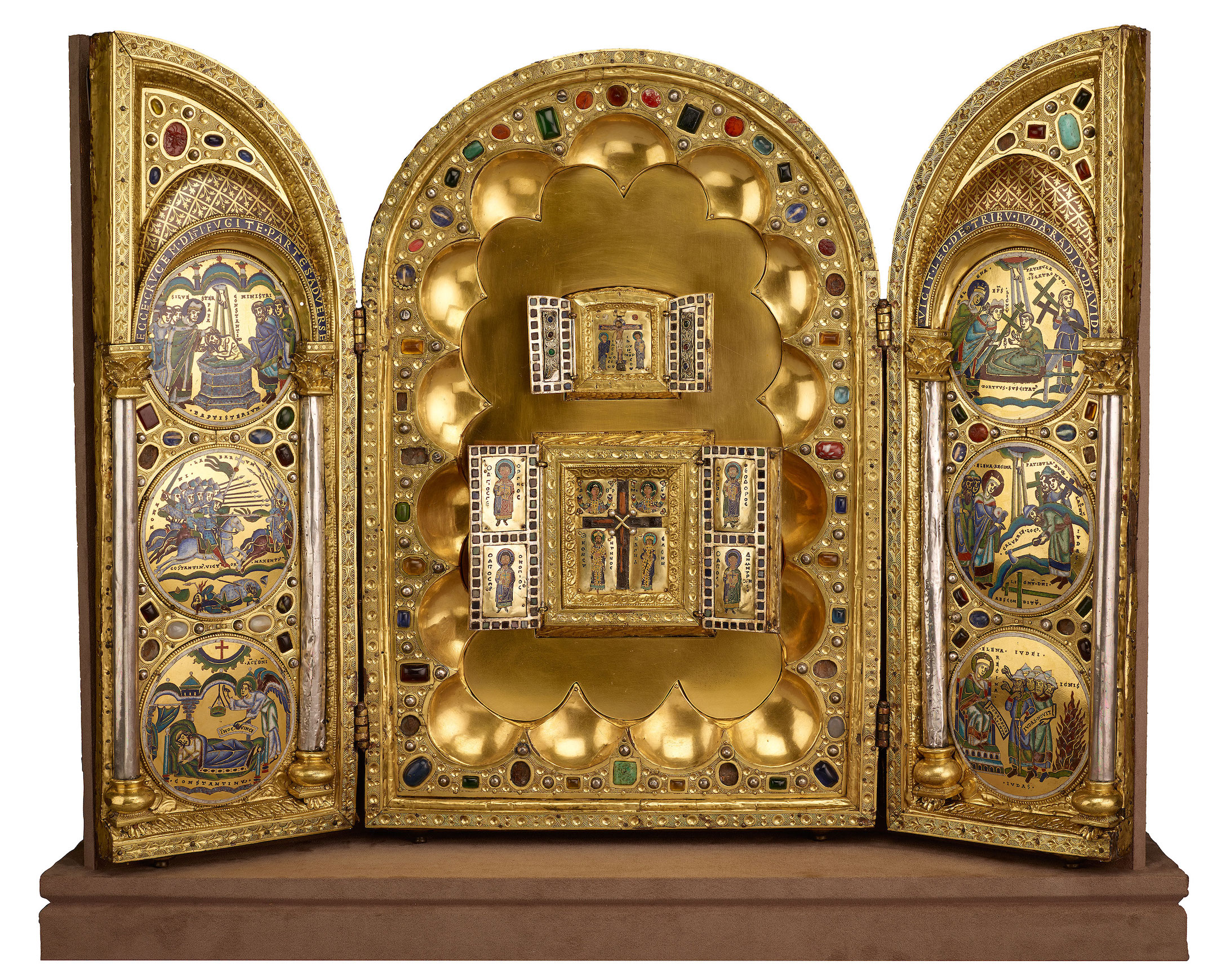 Stavelot Triptych, c. 1156–58, gold and enamel, 48 x 66 cm open (The Morgan Library and Museum, New York)