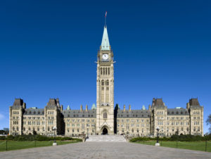 The Centre Block, Canadian Parliament building, with the Peace Tower in front, Ottawa, Southern Ontario (photo: Saffron Blaze, CC BY-SA 3.0)