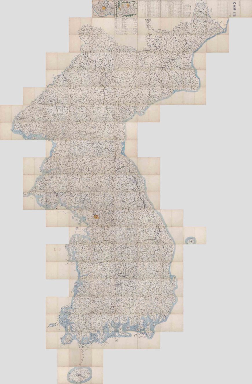 Kim Jeongho (金正浩, c. 1804–c. 1866), woodblocks of Daedongnyeojido (“Territorial Map of the Great East”), 1861, Joseon Dynasty, 32.0 × 43.0cm, Treasure 1581 (National Museum of Korea)