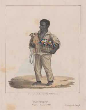 Isaac Mendes Belisario, "Lovey," from <em>Sketches of Character, In Illustration of the Habits, Occupations, and Costume of the Negro Population in the Island of Jamaica</em>, 1837–38, hand-painted lithographic print (Yale Center for British Art)