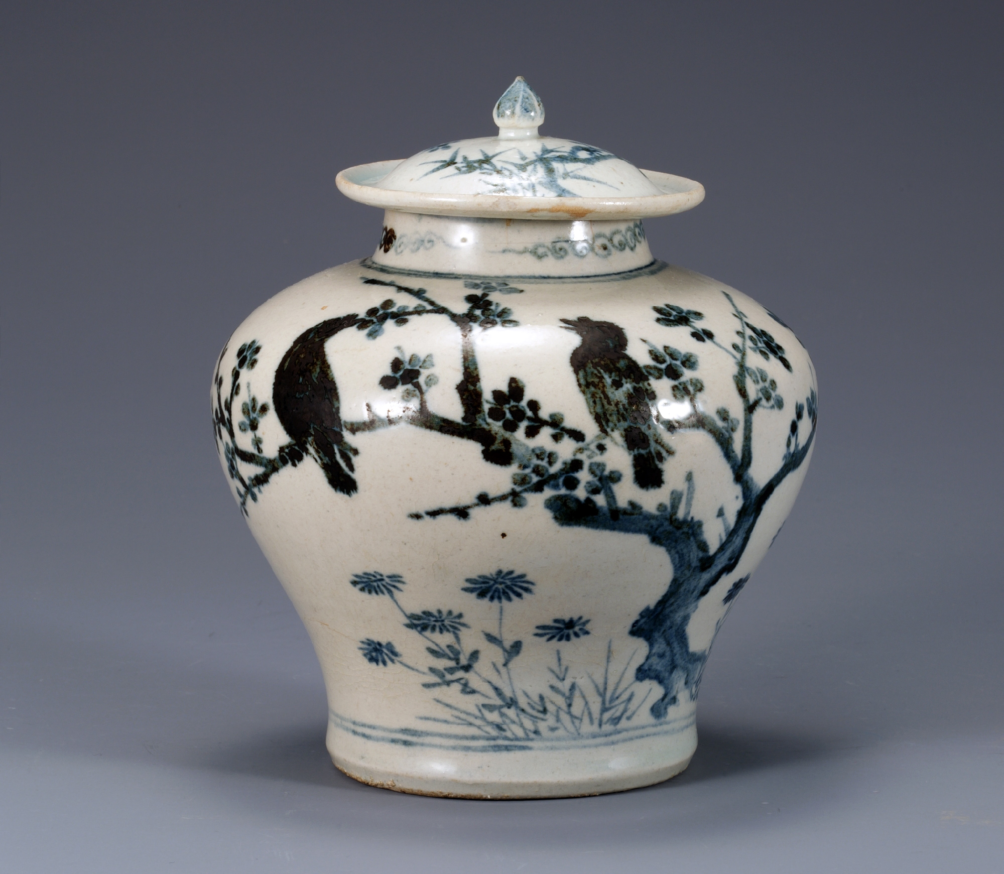 Smarthistory – Blue-and-white Porcelain Jar with Plum, Bamboo, and Bird  Design