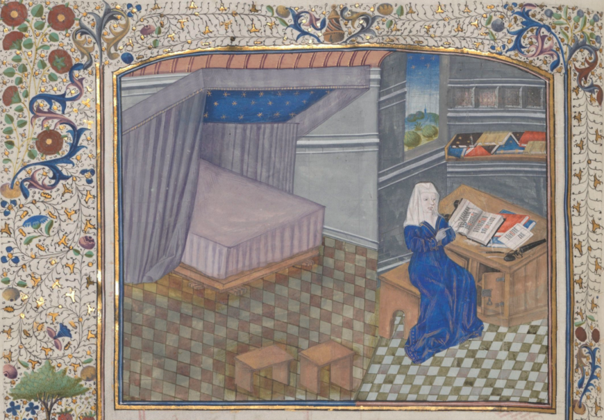 Christine de Pisan in her study (detail), Bibliothèque Royale MS 9009-11 (Bibliothèque royale de Belgique)