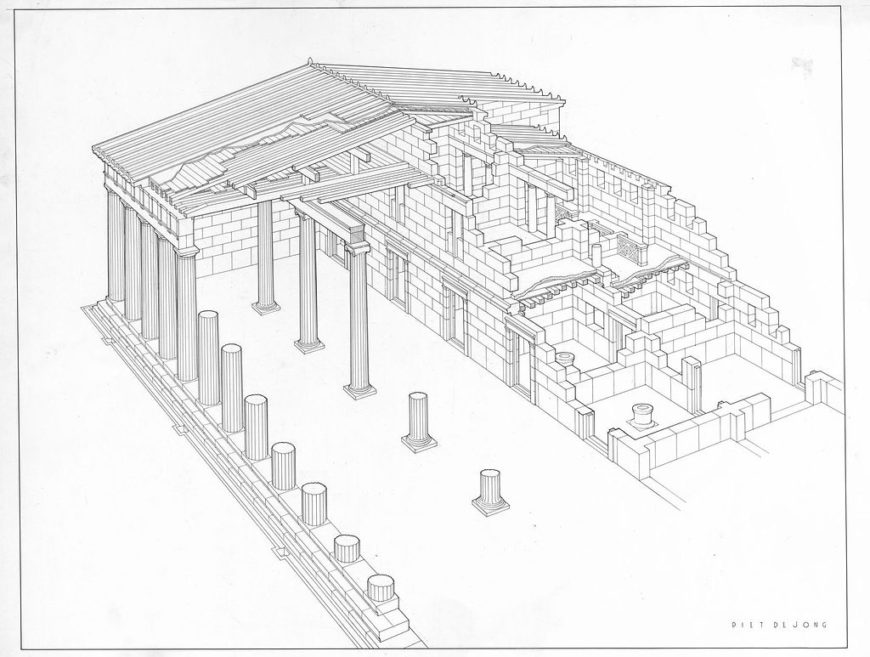 P. De Jong, Restored Perspective of the South Stoa, Corinth (image: American School of Classical Studies, Digital Collections)