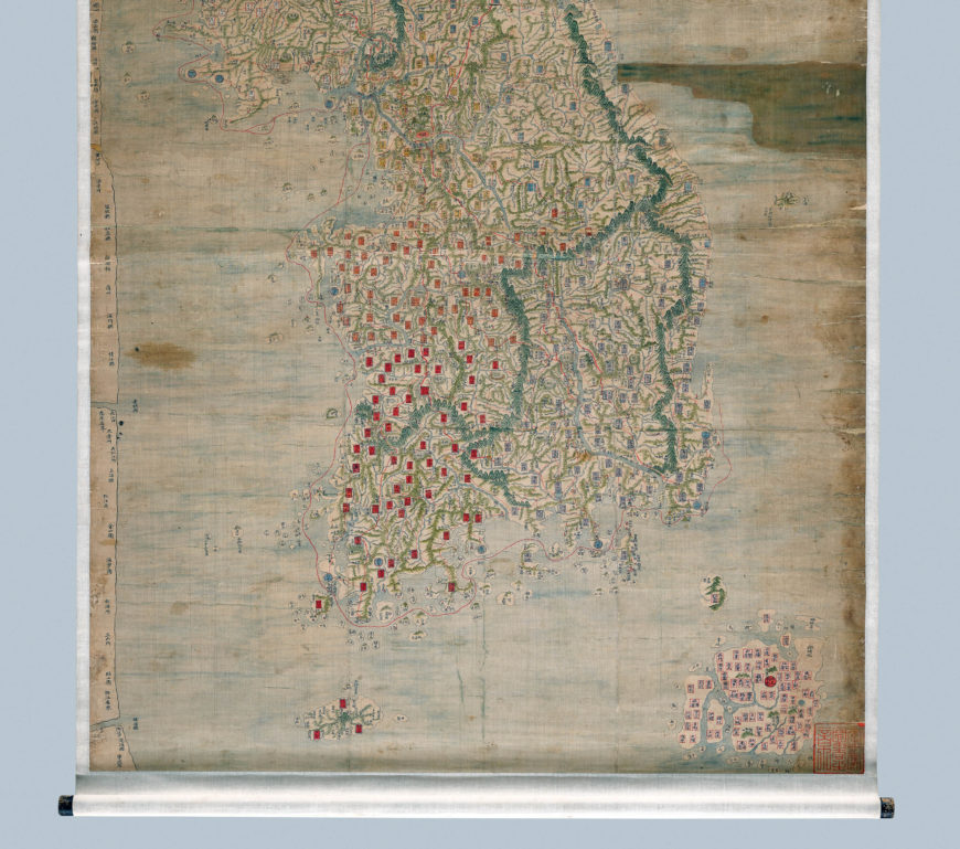 Dongguk Daejido(“Complete Map of the Eastern Country”), Jeong Sanggi, Joseon Dynasty (1755-1767), 2.72 × 1.47m, Treasure 1538 (National Museum of Korea)