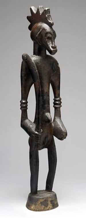 Male Poro Altar Figure (Ndeo), 19th–mid-20th century, Senufo peoples, Korhogo region, Bandama River region, Côte d'Ivoire, wood, pigment, 60.2 x 14 x 11.8 cm (The Metropolitan Museum of Art)