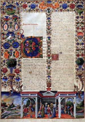Taddeo Crivelli, page from the Bible of Borso d'Este, 1455-61, illumination on parchment (Biblioteca Estense Universitaria)
