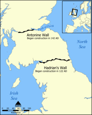 Map of Hadrian’s Wall and the Antonine Wall