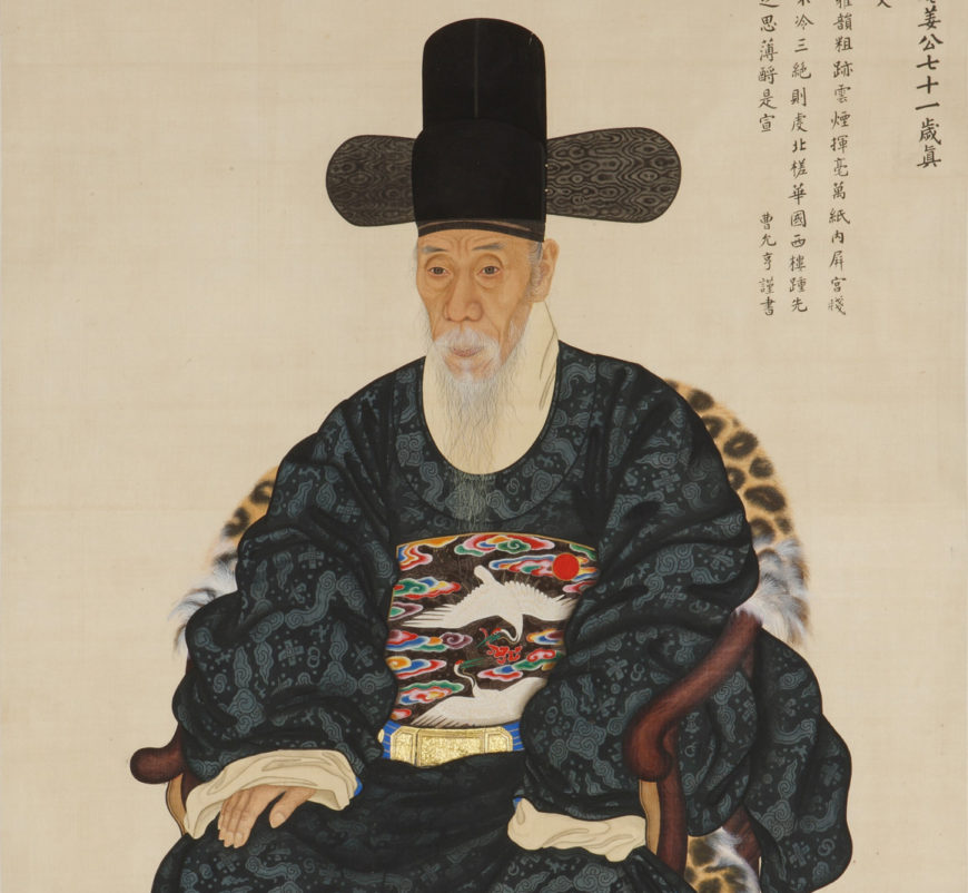 Detail, Yi Myeonggi, Portrait of Kang Sehwang, 1783 (Joseon Dynasty), ink and colors on silk, 145.5 x 94 cm, Treasure 590-2 (National Museum of Korea)