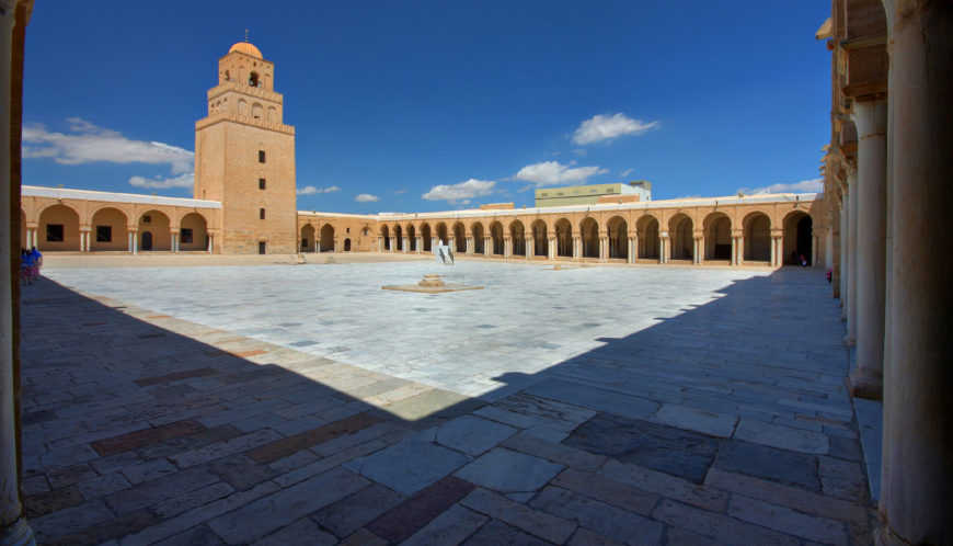Sahn and minaret, Great Mosque of Kairouan, Tunisia, c. 836–75 (photo: Andrew Watson, CC BY-SA 2.0)