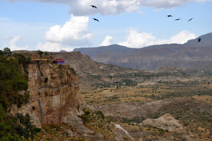 View from Debre Damo, the monastery is accessible only by rope up a sheer cliff (photo: Fabian Lambeck, CC BY-SA 4.0)