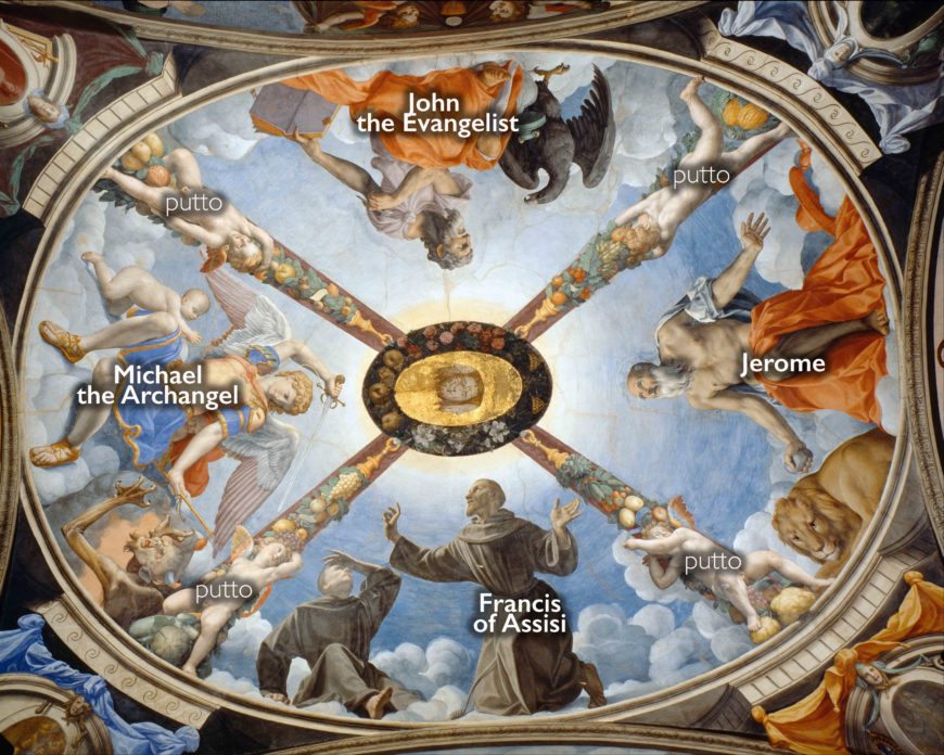 Vault decoration, Agnolo Bronzino, frescoes in the Cappella di Eleonora, 1540–45,  in the Palazzo Vecchio, Florence