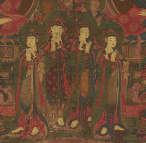 Four Preaching Buddhas (detail), 1562, ink and colors on silk, overall: 90.5 × 74.0 cm, painting only: 77.8 × 52.2 cm, Treasure 1326 (National Museum of Korea)