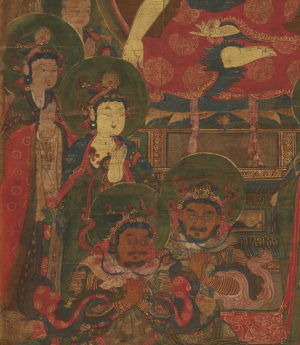 Four Preaching Buddhas (detail), 1562, ink and colors on silk, overall: 90.5 × 74.0 cm, painting only: 77.8 × 52.2 cm, Treasure 1326 (National Museum of Korea)