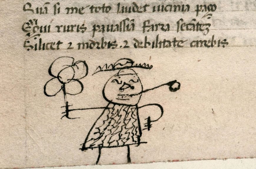 Doodle in the lower margin of a page in a manuscript of Juvenal's Satires, 15th century, MS 368, f. 64v (Carpentras, Bibliothèque municipale)
