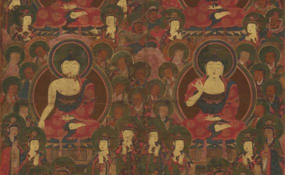Four Preaching Buddhas, 1562, Ink and colors on silk, (Overall): 90.5 × 74.0cm, (Painting only) 77.8 × 52.2cm, Treasure 1326 (National Museum of Korea)