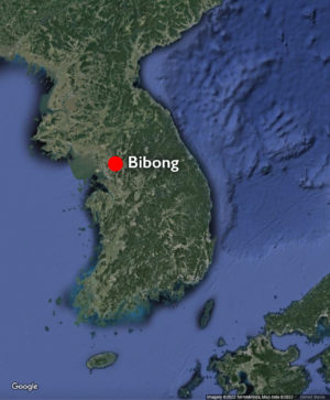 Map showing the location of Bibong in South Korea (underlying map © Google)