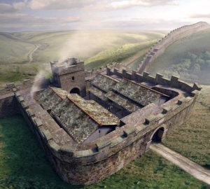 An artist’s reconstruction of Poltross Burn milecastle on Hadrian’s Wall © Historic England (illustration by Peter Lorimer)