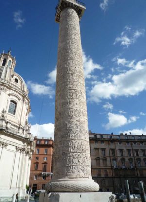 Column of Trajan, Carrara marble, completed 113 C.E., Rome; dedicated to Emperor Trajan (Marcus Ulpius Nerva Traianus) in honor of his victories over Dacia (now Romania) 101–02 and 105–06 C.E. (photo: Steven Zucker, CC BY-NC-SA 2.0)