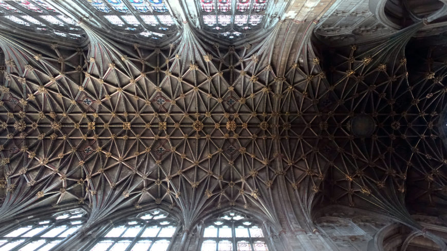 Lierne vault over choir, Gloucester Cathedral, Gloucester, England, begun 1089 (photo: Steven Zucker, CC BY-NC-SA 2.0)