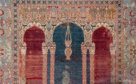 Ottoman prayer carpet with triple-arch design