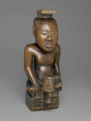 Ndop Portrait of King Mishé miShyááng máMbúl, c. 1760–80, wood and camwood powder, 19-1/2 x 7-5/8 x 8-5/8 inches (Brooklyn Museum)