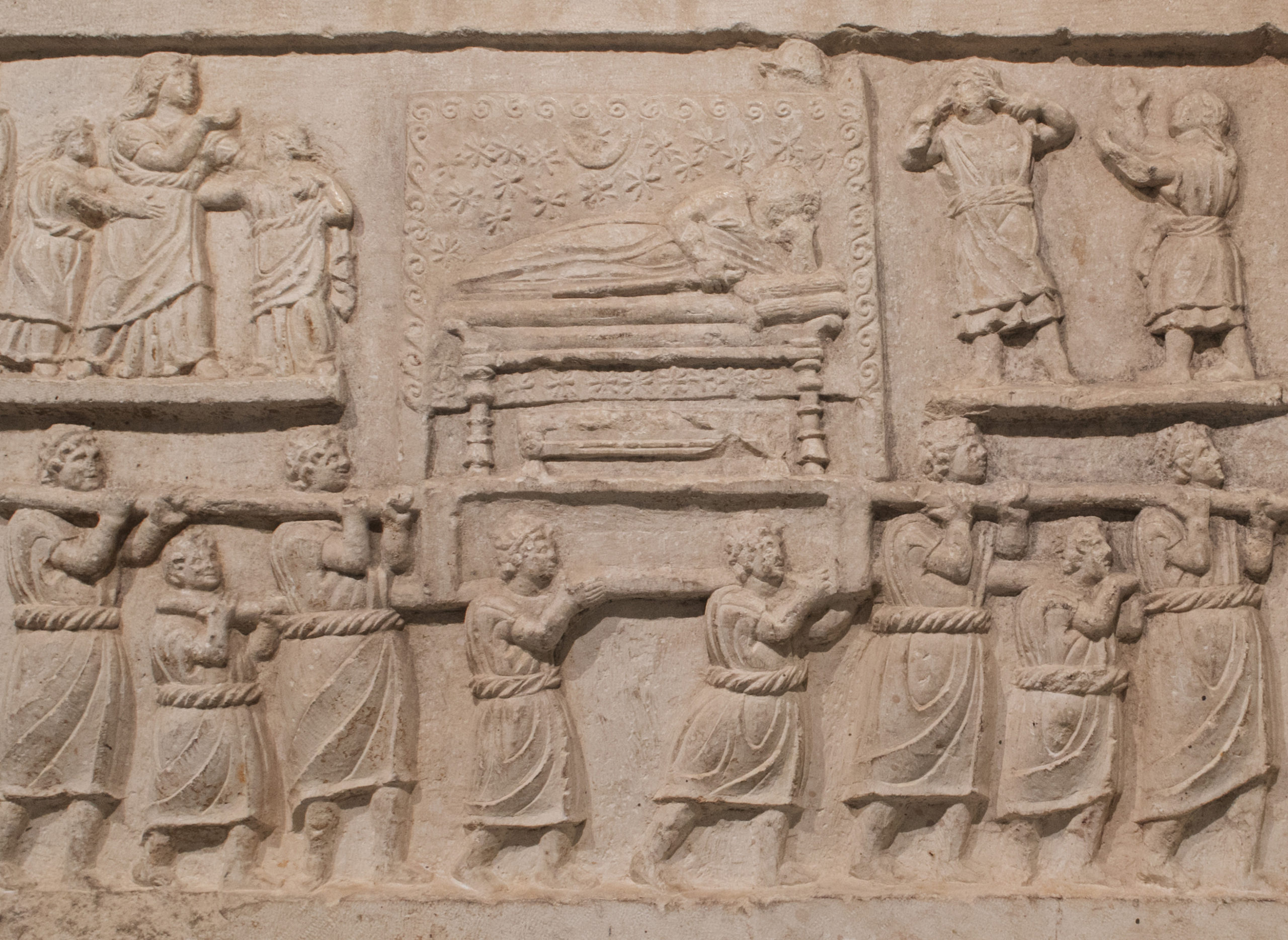 Detail, funerary procession, Amiternum, c. 50–1 B.C.E., limestone (Museo Nazionale d'Abruzzo, L'Aquila; photo: Dan Diffendale, CC BY-NC-SA 2.0)