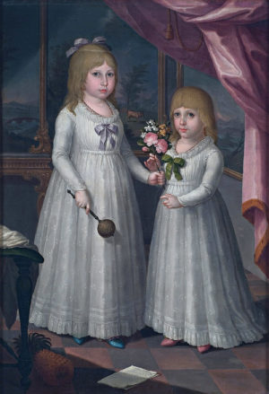 José Campeche, The Daughters of Governor Ramón de Castro, 1797, oil on canvas, 31.75 x 45.38 inches (Museo de Arte de Puerto Rico)