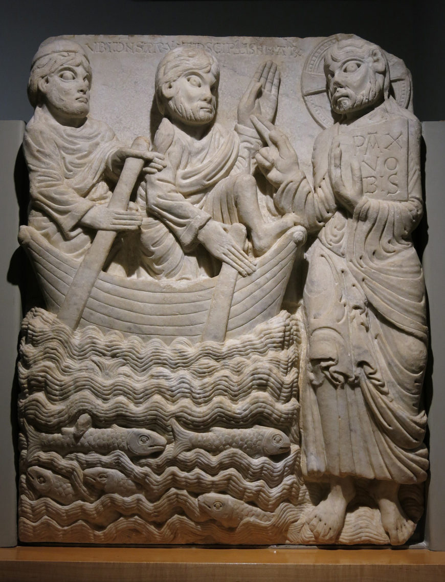 Calling of St. Peter and St. Andrew, c. 1160, marble, Sant Pere de Rodes monastery, Spain (photo: Enric, CC BY-SA 4.0)