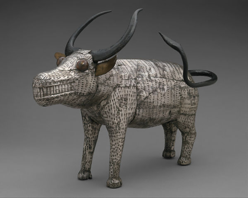 Buffalo (Bocio), 19th century, Republic of Benin, Fon people, silver, iron, and wood, 30.5 cm high (The Metropolitan Museum of Art, New York)