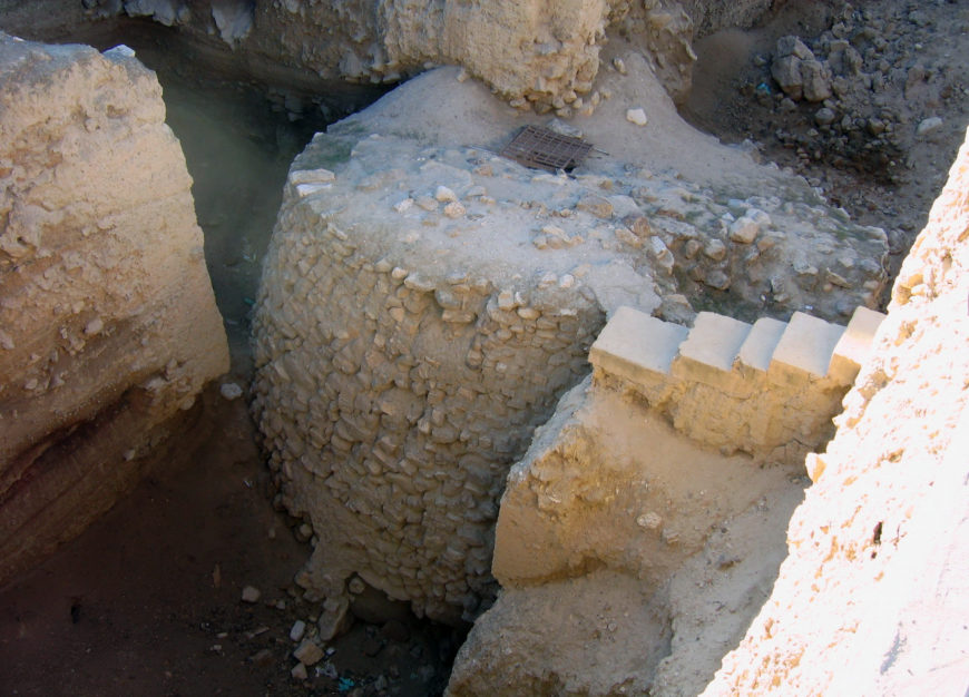 Looking down at the tower at Jericho (photo: public domain)