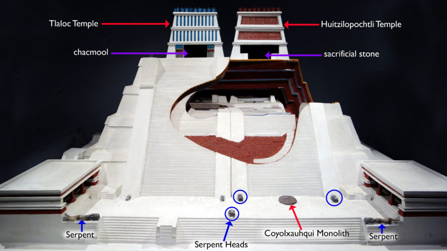 Templo Mayor (reconstruction), Tenochtitlan, 1375–1520 C.E. (photo: Steven Zucker, CC BY-NC-SA 2.0)