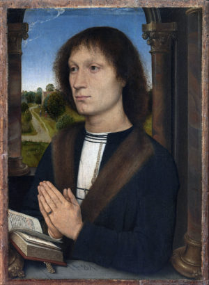 Hans Memling, probably a portrait of Benedetto Portinari, right wing of the Portinari triptych, 1487, oil on panel, 43 x 32 cm (Uffizi Gallery)