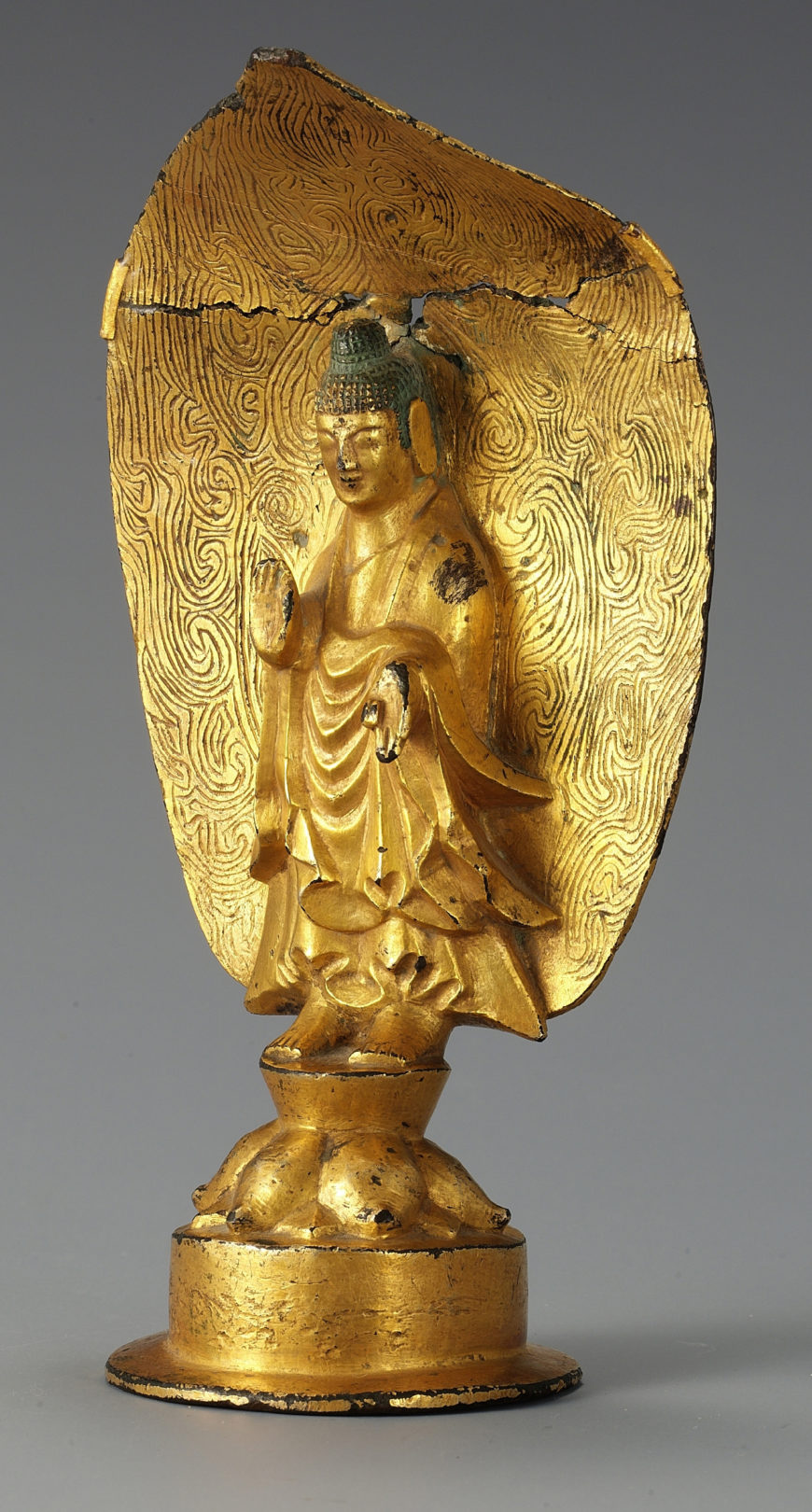 Gilt-bronze Buddha with inscription: "seventh year of yeonga," 539 (Three Kingdoms period), 16.2 cm high, National Treasure 119 (National Museum of Korea)