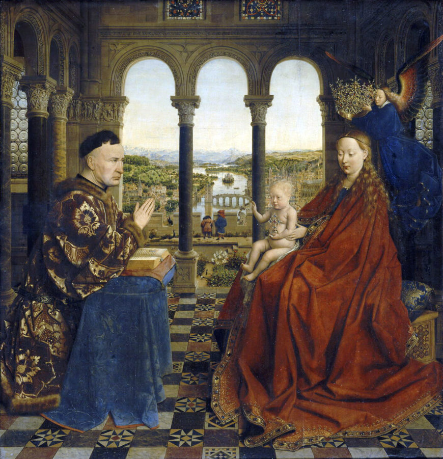 Jan van Eyck, The Virgin of Chancellor Rolin, oil on panel, c. 1430–35, 66 x 62 cm (Musée du Louvre, Paris)