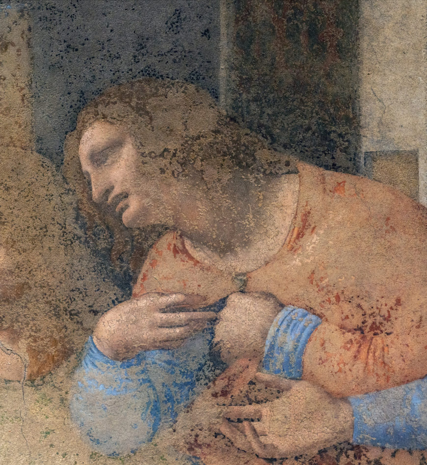 Philip (detail), Leonardo da Vinci, Last Supper, oil, tempera, fresco, 1495–98 (Santa Maria delle Grazie, Milan; photo: Steven Zucker, CC BY-NC-SA 2.0)