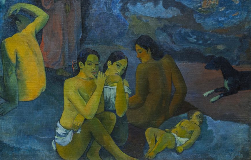 Detail, Paul Gauguin, Where do we come from? What are we? Where are we going?, 1897–98, oil on canvas, 139.1 x 374.6 cm (Museum of Fine Arts, Boston; photo: Steven Zucker, CC BY-NC-SA 2.0)