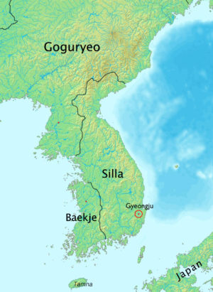 Map showing the Silla kingdom in the latter half of the 6th century (photo: Historiographer at the English Wikipedia, CC BY-SA 3.0)