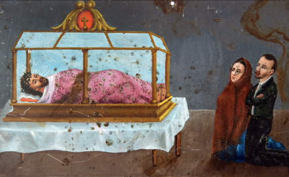 Ex-voto, 1877, paint on tin, 10 x 14 inches (New Mexico State University Art Museum)