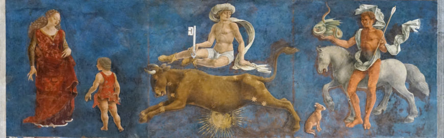 Taurus, middle of the April panel, in the Sala dei Mesi, Palazzo Schifanoia, Ferrara (photo: Lauren Kilroy-Ewbank, CC BY-NC-SA 2.0)