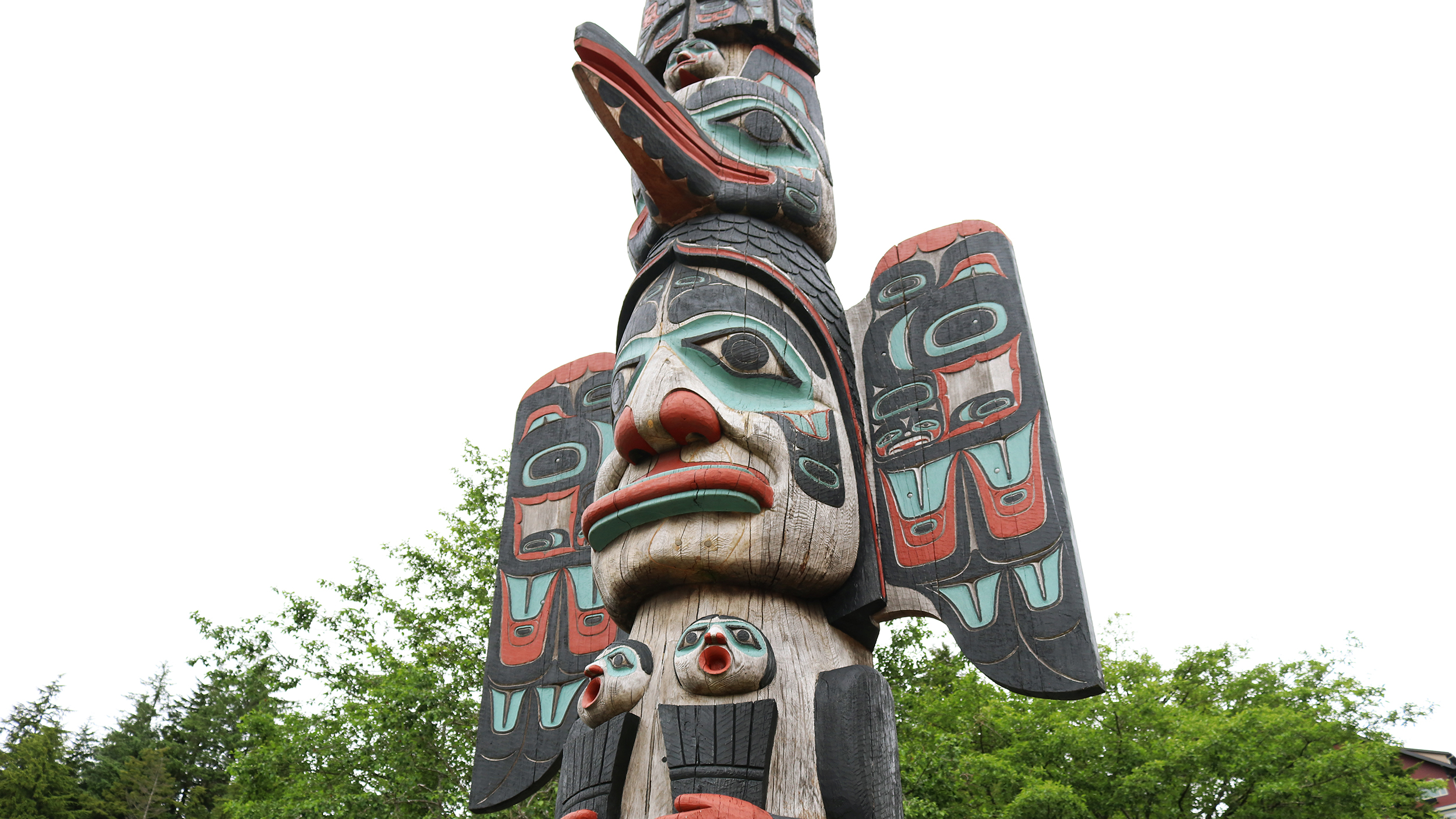 The Chief Johnson Totem Pole, first carved in 1902, recarved by Israel Shotridge in 1989, Ketchikan, Alaska