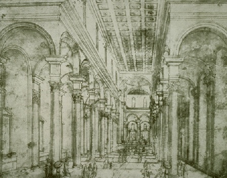 Filippo Brunelleschi, drawing of the elevation of Santo Spirito, 1428–81, Florence, Italy