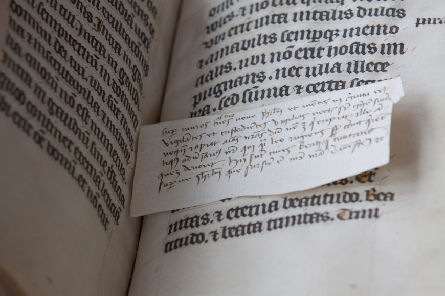 Inserted slip with notes, Leiden, University Library, BPL MS 139 (photo: Giulio Menna)