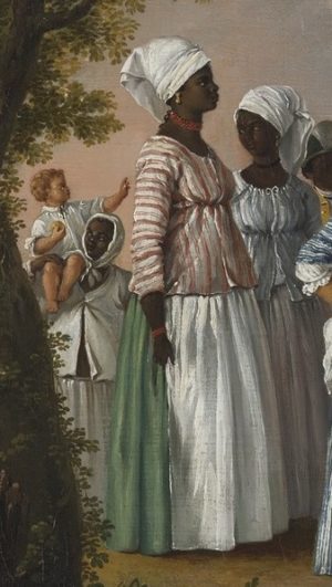 Detail, Agostino Brunias. Free Women of Color with Their Children and Servants in a Landscape, c. 1770-96, oil on canvas, 50.8 x 66.4 cm (Brooklyn Museum)