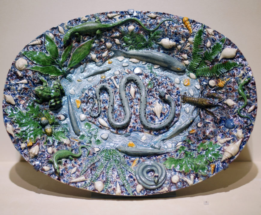 Follower of Bernard Palissy, platter, last quarter of the 16th century, lead-glazed earthenware, 52.1 x 39.7 x 7.1 cm (The Metropolitan Museum of Art, New York; photo: Steven Zucker, CC BY-NC-SA 2.0)