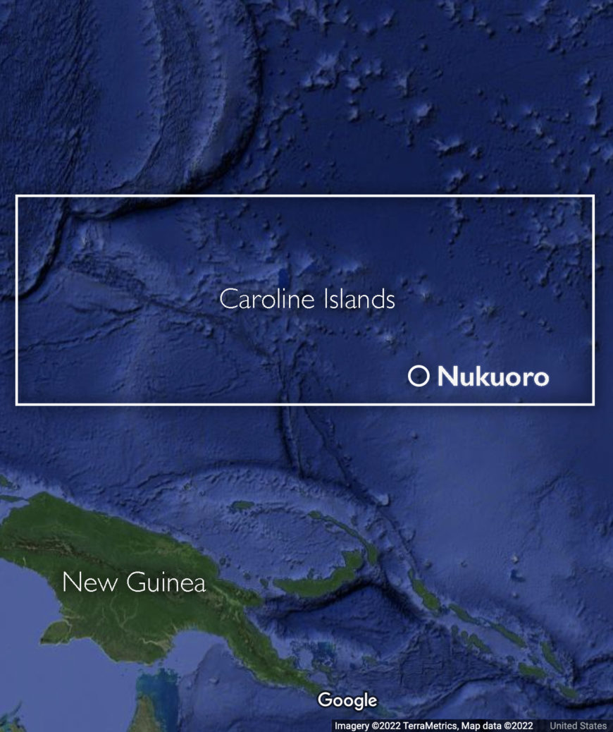 Location of Nukuoro in the Caroline Islands (underlying map © Google)