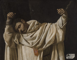 Saint Serapion (detail), Francisco de Zurbarán, The Martyrdom of Saint Serapion, 1628, 120 × 103 cm, oil on canvas (Wadsworth Atheneum, Hartford, Connecticut)